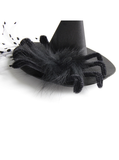 Halloween Festival Gothic Black Spider Net Yarn Fashion Spider Sexy Wizard Hat Hairpin