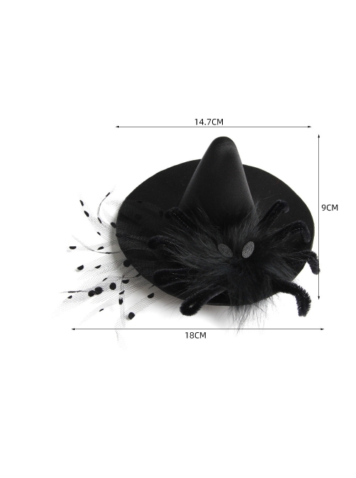 Halloween Festival Gothic Black Spider Net Yarn Fashion Spider Sexy Wizard Hat Hairpin