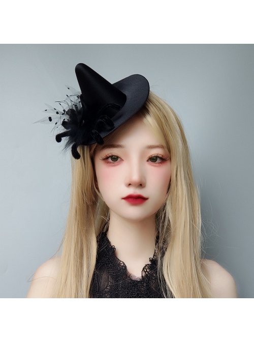 Halloween Festival Gothic Black Spider Net Yarn Fashion Spider Sexy Wizard Hat Hairpin