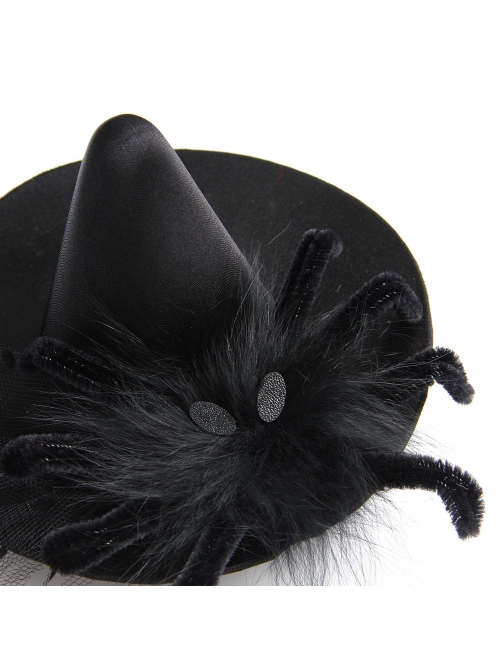 Halloween Festival Gothic Black Spider Net Yarn Fashion Spider Sexy Wizard Hat Hairpin