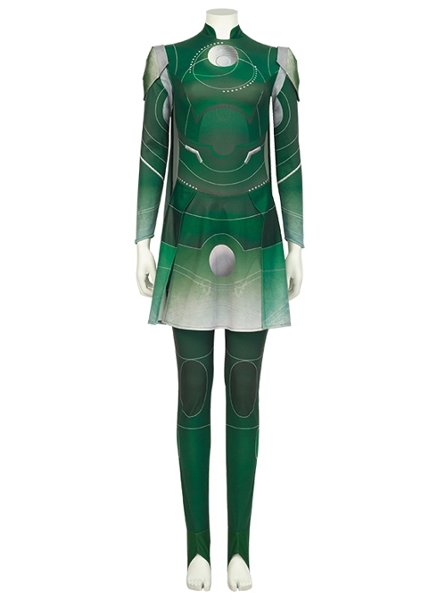 Eternals Sersi Green Bodysuit Battle Suit Halloween Cosplay Costume Full Set