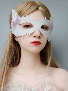 Halloween Fashion Retro White Lace Cute Bow Festival Party Female Mask