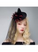 Halloween Horror Funny Red Spider Black Mesh Gothic Festival Wizard Hat Hairpin