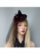 Halloween Horror Funny Red Spider Black Mesh Gothic Festival Wizard Hat Hairpin