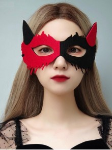 Halloween Half Face Male Female Black Red Devil Horns Fox Holiday Christmas Prom Party Mask
