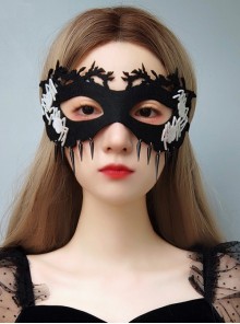 Halloween Half Face Male Female Spider Holiday Christmas Punk White Spider Black Rivet Prom Party Mask