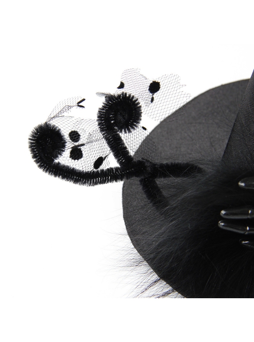 Halloween Gothic Festival Retro Fashion Black Gauze Skeleton Hand Wizard Small Top Hat Hairpin