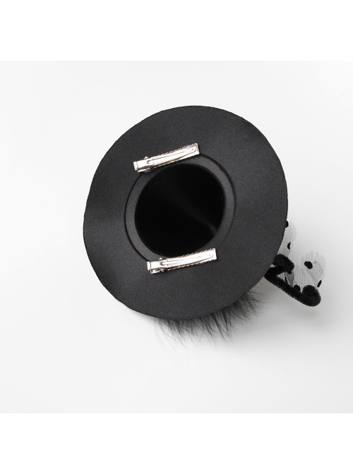 Halloween Gothic Festival Retro Fashion Black Gauze Skeleton Hand Wizard Small Top Hat Hairpin
