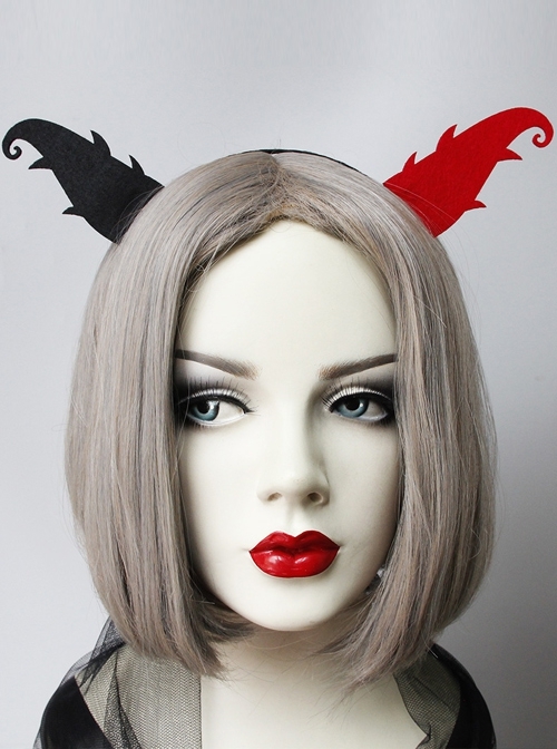 Halloween Gothic Retro Fashion Black Red Devil Horns Male Female Headband
