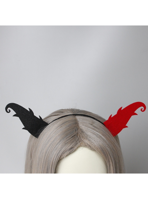 Halloween Gothic Retro Fashion Black Red Devil Horns Male Female Headband