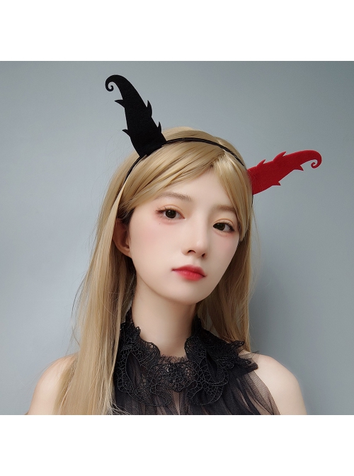Halloween Gothic Retro Fashion Black Red Devil Horns Male Female Headband