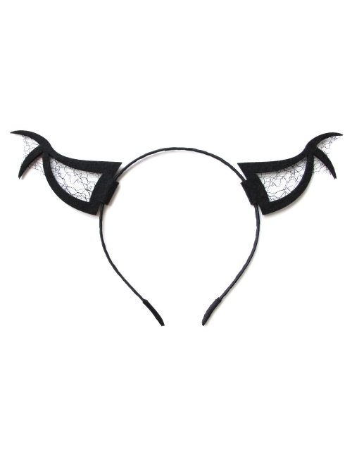 Fashion Retro Halloween Grim Reaper Bat Black Mesh Devil Horns Prom Party Headband