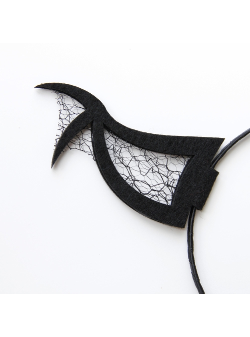 Fashion Retro Halloween Grim Reaper Bat Black Mesh Devil Horns Prom Party Headband