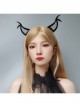 Fashion Retro Halloween Grim Reaper Bat Black Mesh Devil Horns Prom Party Headband