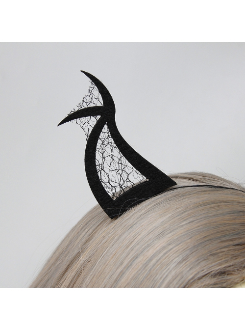 Fashion Retro Halloween Grim Reaper Bat Black Mesh Devil Horns Prom Party Headband