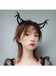 Fashion Retro Halloween Grim Reaper Bat Black Mesh Devil Horns Prom Party Headband