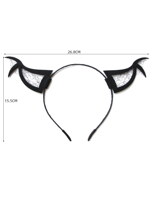 Fashion Retro Halloween Grim Reaper Bat Black Mesh Devil Horns Prom Party Headband