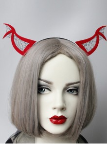 Halloween Creative Retro Fashion Bat Red Net Gauze Devil Horns Funny Carnival Party Cute Headband