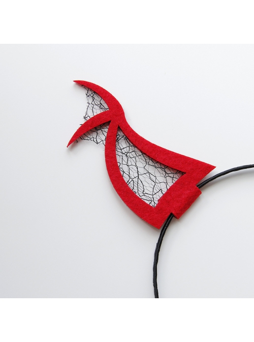 Halloween Creative Retro Fashion Bat Red Net Gauze Devil Horns Funny Carnival Party Cute Headband