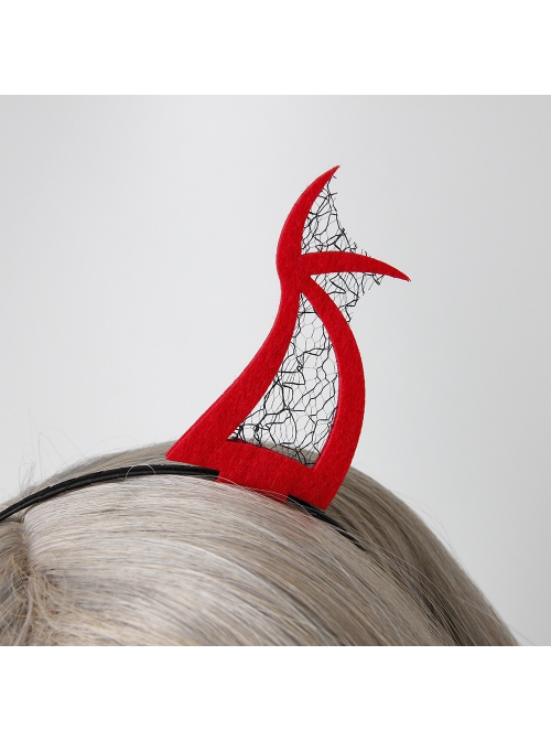 Halloween Creative Retro Fashion Bat Red Net Gauze Devil Horns Funny Carnival Party Cute Headband