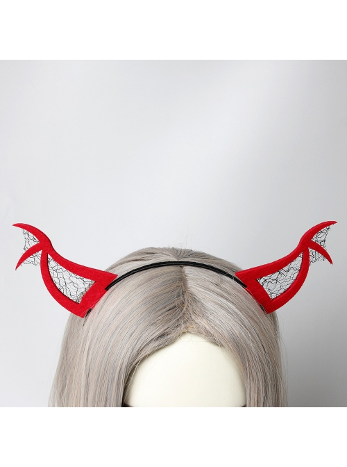Halloween Creative Retro Fashion Bat Red Net Gauze Devil Horns Funny Carnival Party Cute Headband