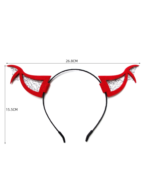 Halloween Creative Retro Fashion Bat Red Net Gauze Devil Horns Funny Carnival Party Cute Headband