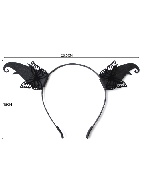 Halloween Retro Fashion Black Butterfly Elf Horns Devil Horns Butterfly Female Hair Band