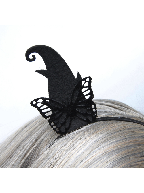 Halloween Retro Fashion Black Butterfly Elf Horns Devil Horns Butterfly Female Hair Band