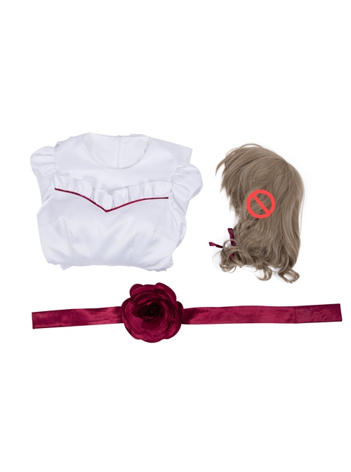 Annabelle Halloween Cosplay Costume White Satin Princess Dress