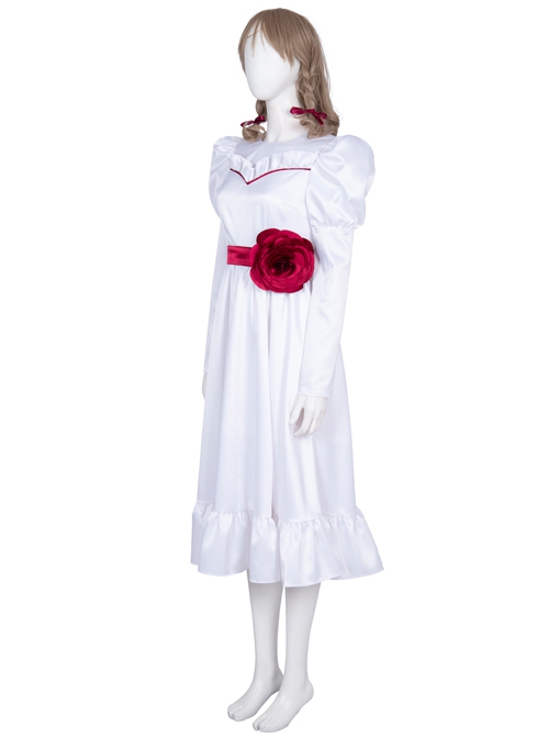 Annabelle Halloween Cosplay Costume White Satin Princess Dress