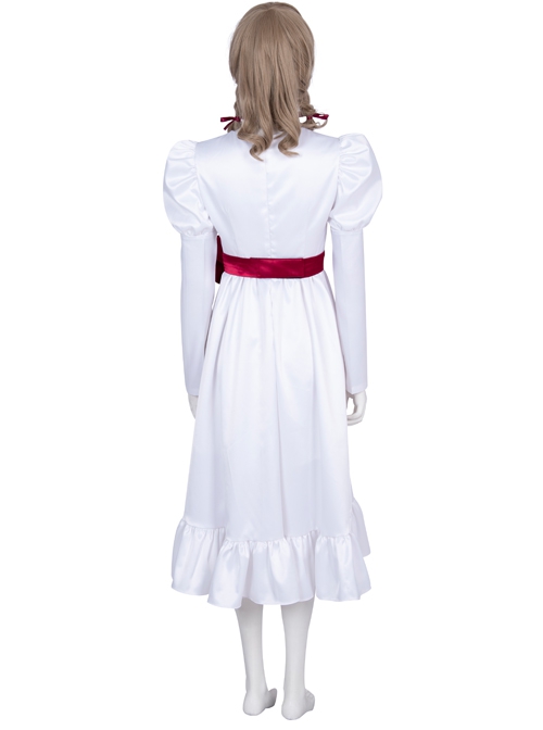 Annabelle Halloween Cosplay Costume White Satin Princess Dress