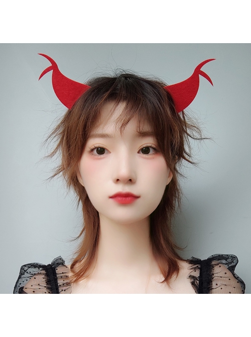 Halloween Retro Fashion Red Horns Devil Horns Prom Party Holiday Headband