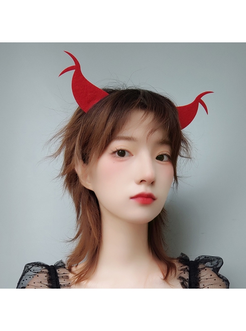 Halloween Retro Fashion Red Horns Devil Horns Prom Party Holiday Headband