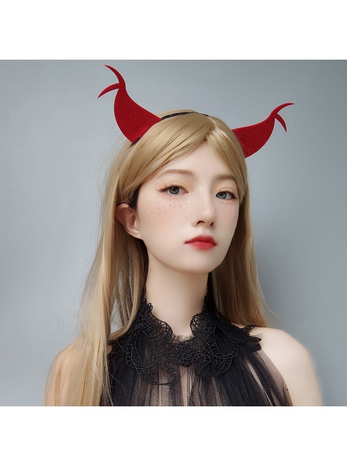 Halloween Retro Fashion Red Horns Devil Horns Prom Party Holiday Headband