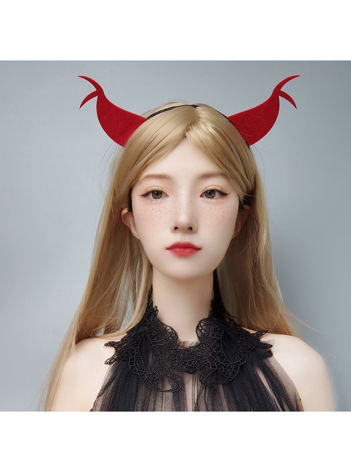 Halloween Retro Fashion Red Horns Devil Horns Prom Party Holiday Headband