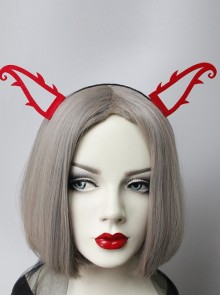 Halloween Retro Fashion Personality Red Devil Horns Girl Gothic Lolita Headband