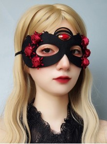 Halloween Half Face Male Female Retro Gothic Fashion Funny Sexy Holiday Christmas Prom Red Rose Black Mask
