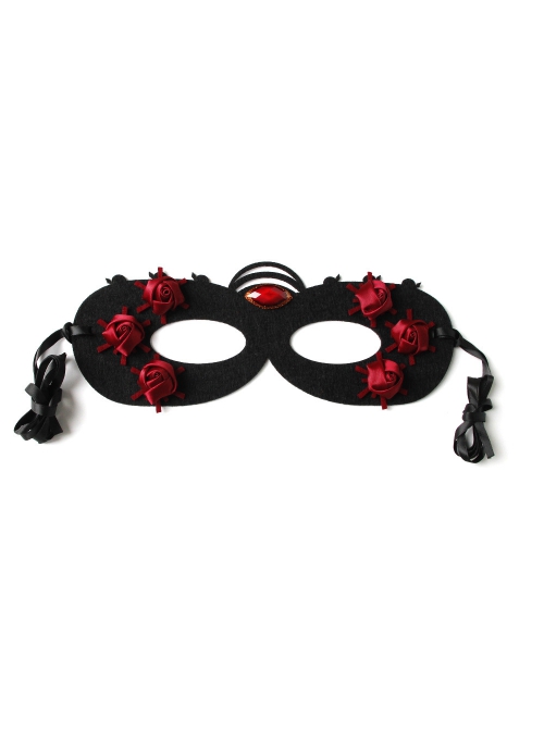 Halloween Half Face Male Female Retro Gothic Fashion Funny Sexy Holiday Christmas Prom Red Rose Black Mask