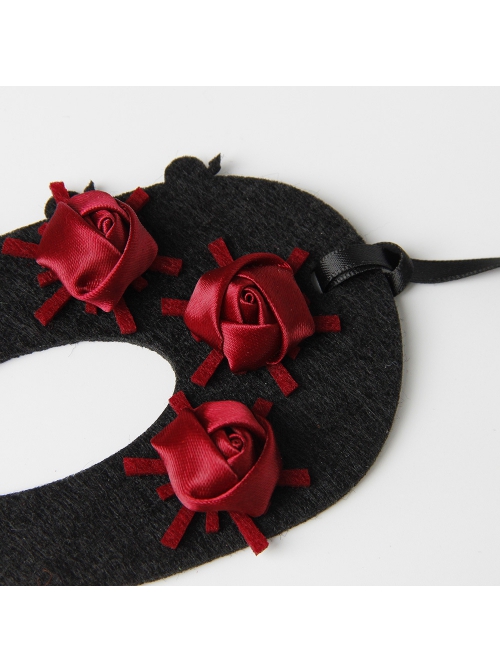 Halloween Half Face Male Female Retro Gothic Fashion Funny Sexy Holiday Christmas Prom Red Rose Black Mask