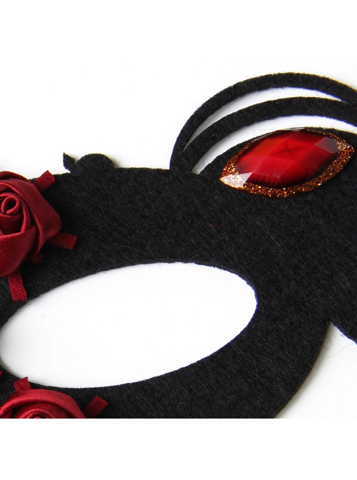 Halloween Half Face Male Female Retro Gothic Fashion Funny Sexy Holiday Christmas Prom Red Rose Black Mask