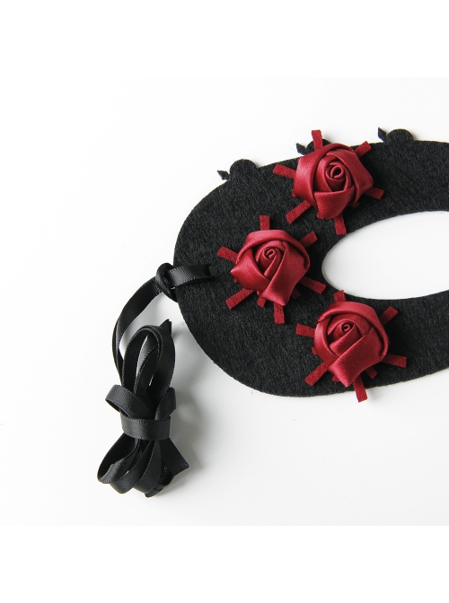 Halloween Half Face Male Female Retro Gothic Fashion Funny Sexy Holiday Christmas Prom Red Rose Black Mask