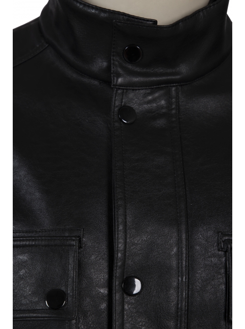 The Terminator Halloween Cosplay Costume Black Cloth Leather Jacket