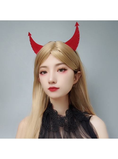 Fashion Retro Halloween Red Devil Horns Holiday Party Christmas Female Headband
