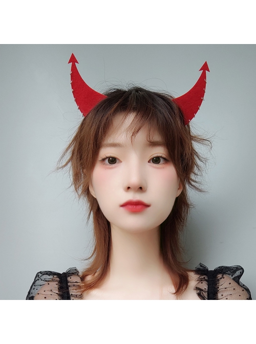 Fashion Retro Halloween Red Devil Horns Holiday Party Christmas Female Headband