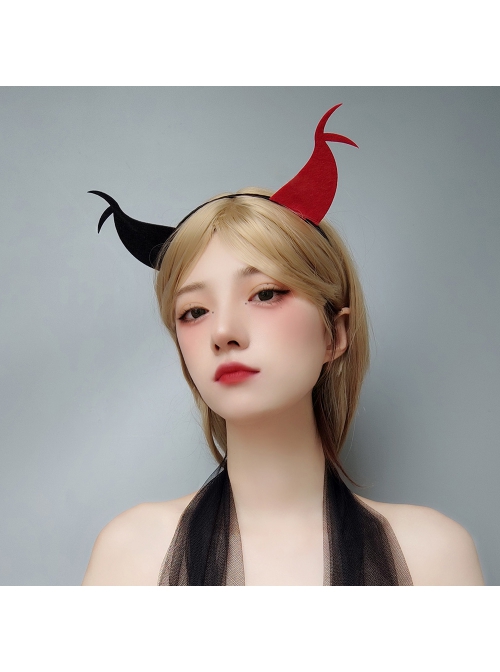 Halloween Creative Festival Party Gothic Punk Retro Black Red Devil Ears Male Female Headband