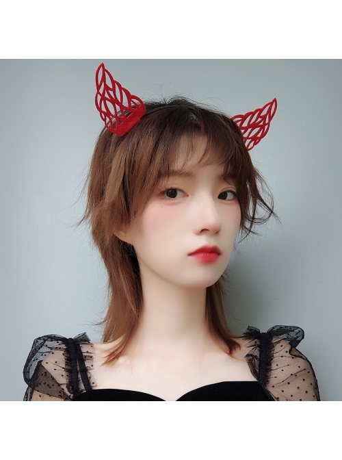 Halloween Retro Fashion Festival Red Devil Horns Adult Christmas Prom Female Headband