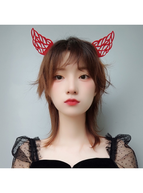 Halloween Retro Fashion Festival Red Devil Horns Adult Christmas Prom Female Headband