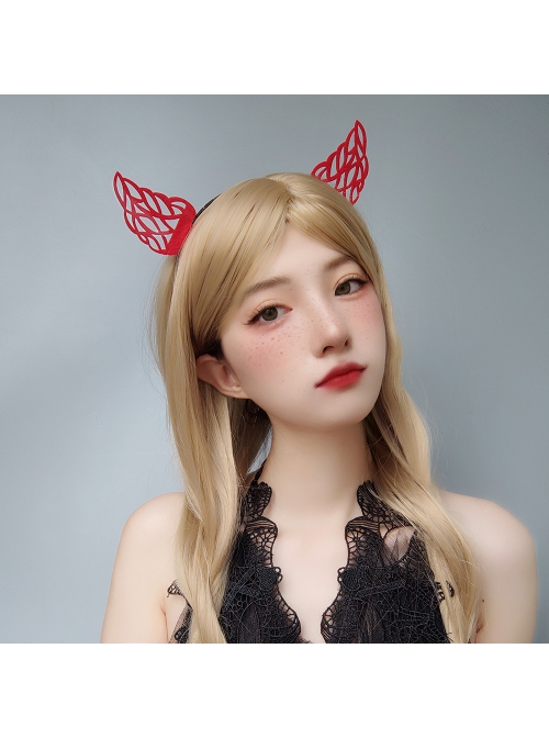 Halloween Retro Fashion Festival Red Devil Horns Adult Christmas Prom Female Headband