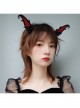Halloween Gothic Retro Fashion Handmade Black Beaded Grim Reaper Witch Devil Horns Female Headband