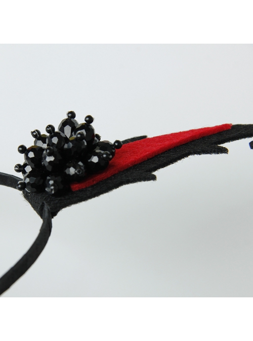 Halloween Gothic Retro Fashion Handmade Black Beaded Grim Reaper Witch Devil Horns Female Headband
